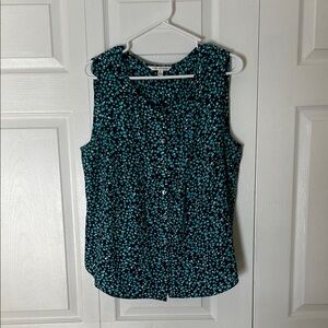 Polka Dot Sleeveless Top - Black and Green
